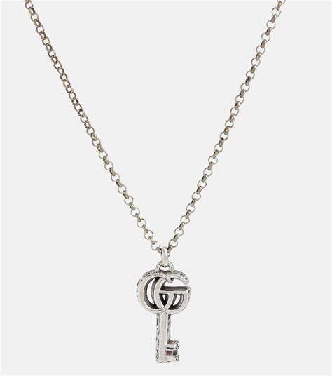 gucci double key necklace|g silver necklace.